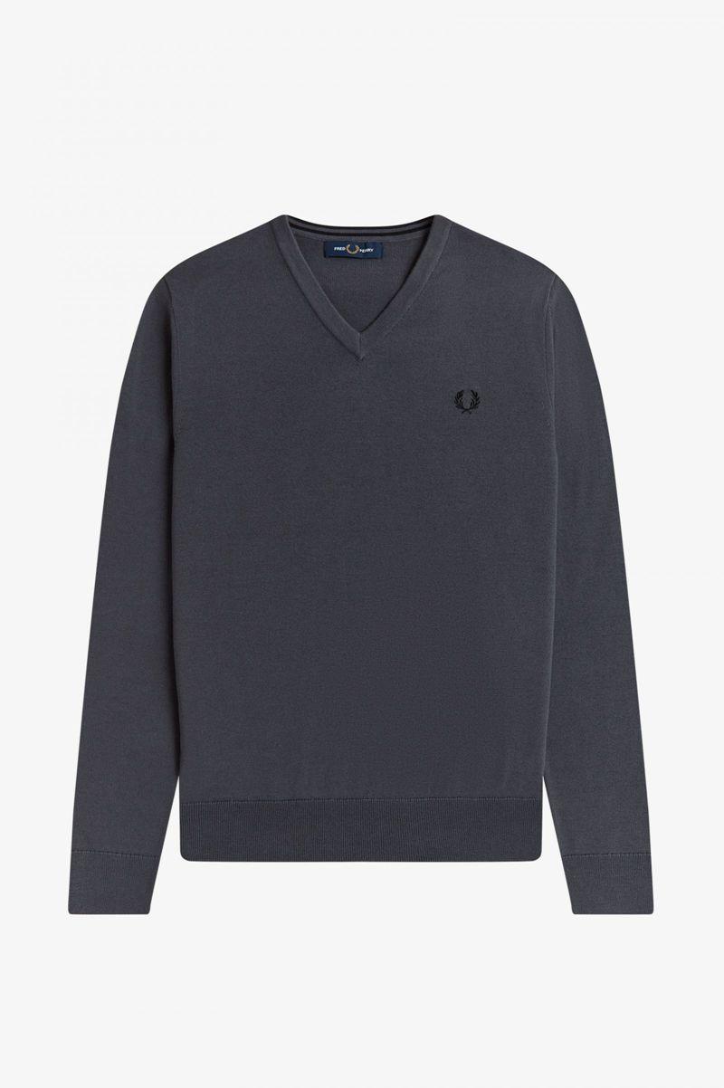 Black Fred Perry Classic V-Neck Jumper Men's Knitwear | PH 1294CTVE